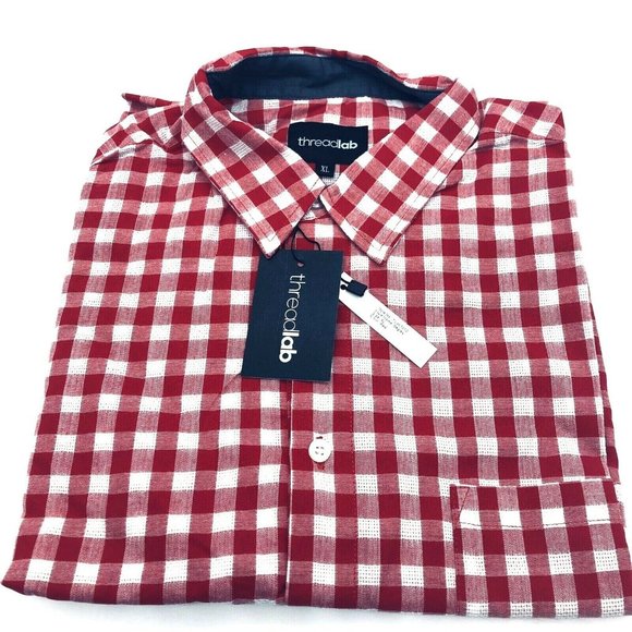 Threadlab Other - Threadlab Men's Button-Down Shirt Long Sleeve Top Breast Pocket Plaid XL